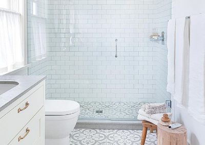 Baño diseño Nórdico - Metro - Suelo antiguo