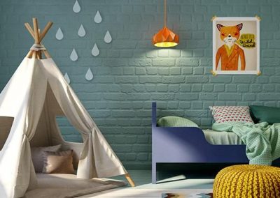 Habitación juvenil tienda ladrillo pintor